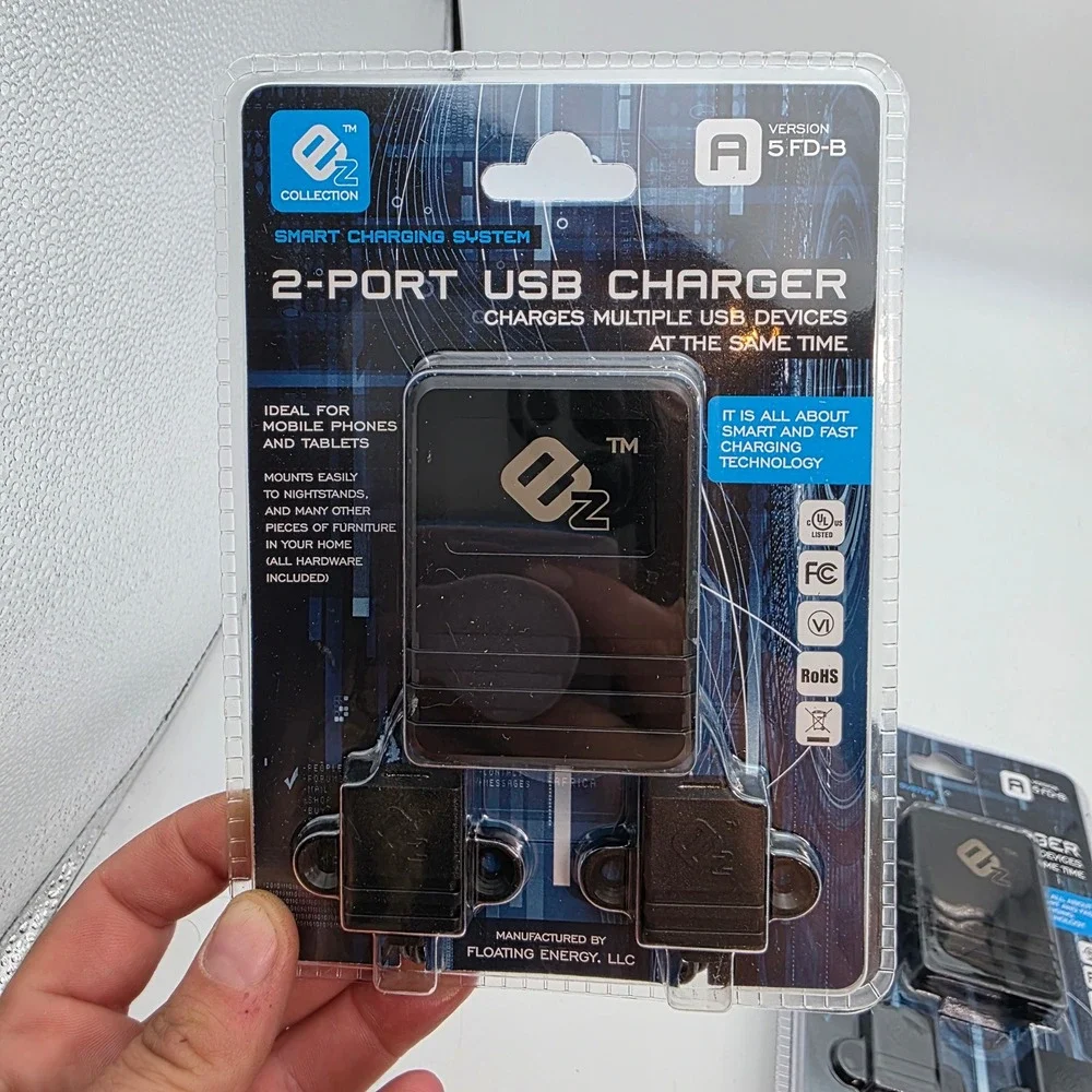 2 Pack EZ Collection 2-Port USB Charger Smart Charging System Black 5 FD-B O9